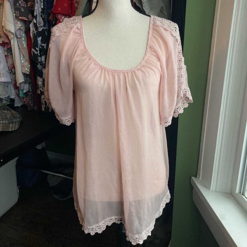 Women's Love Stitch Y2K Pink Blouse Size S
